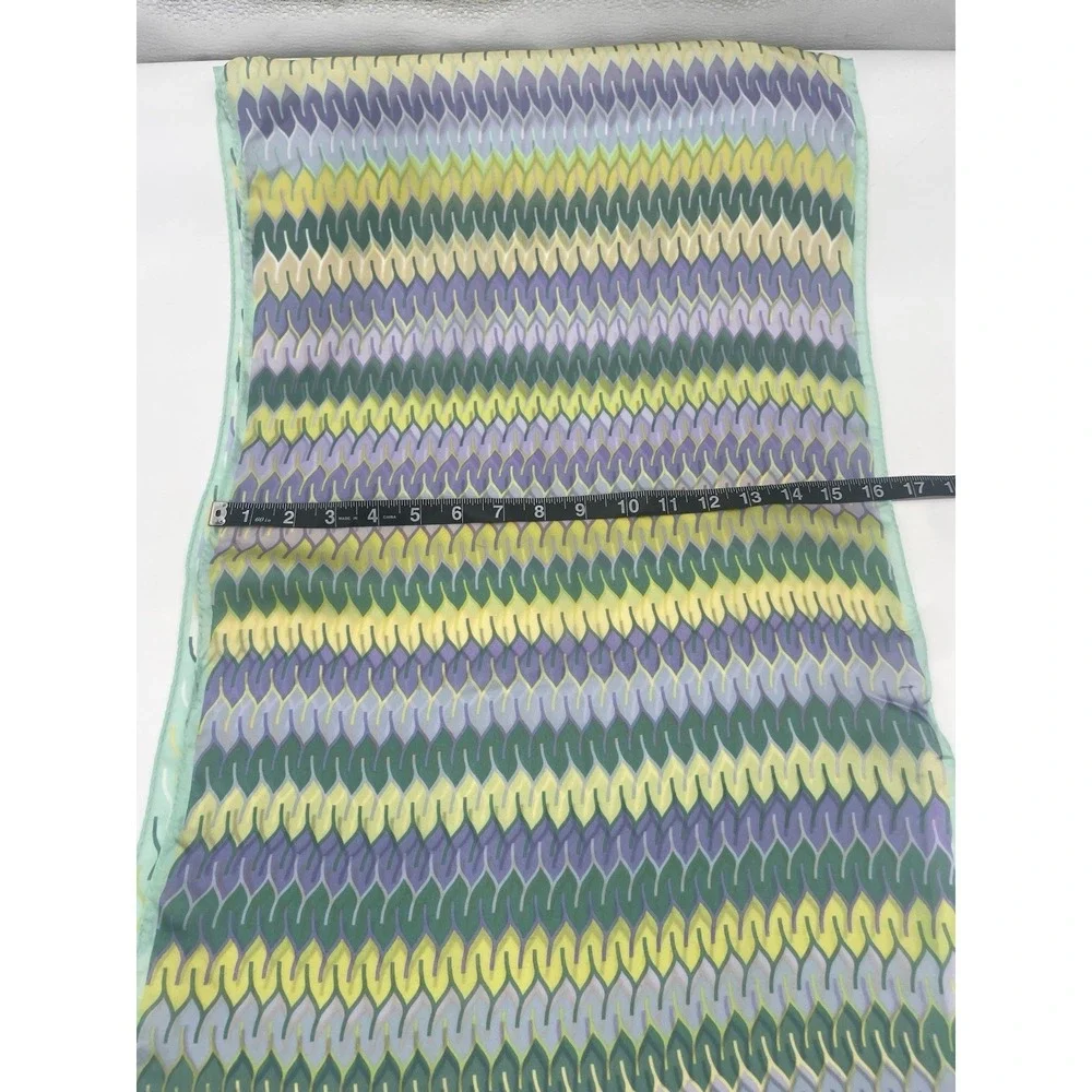 Missoni Rectangle Pastel Blue Green Silk Scarf Italy 16